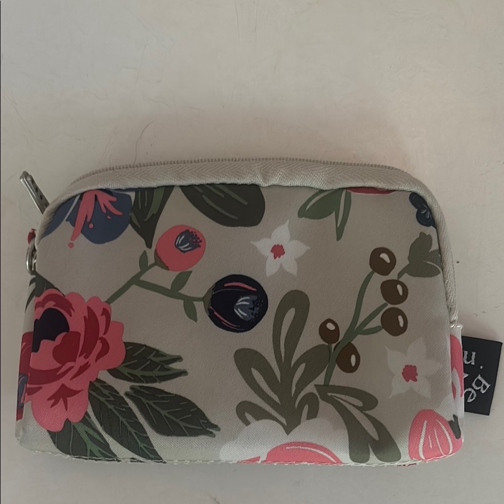 Floral Women's little coin/card Bag with Pink and Green Accents